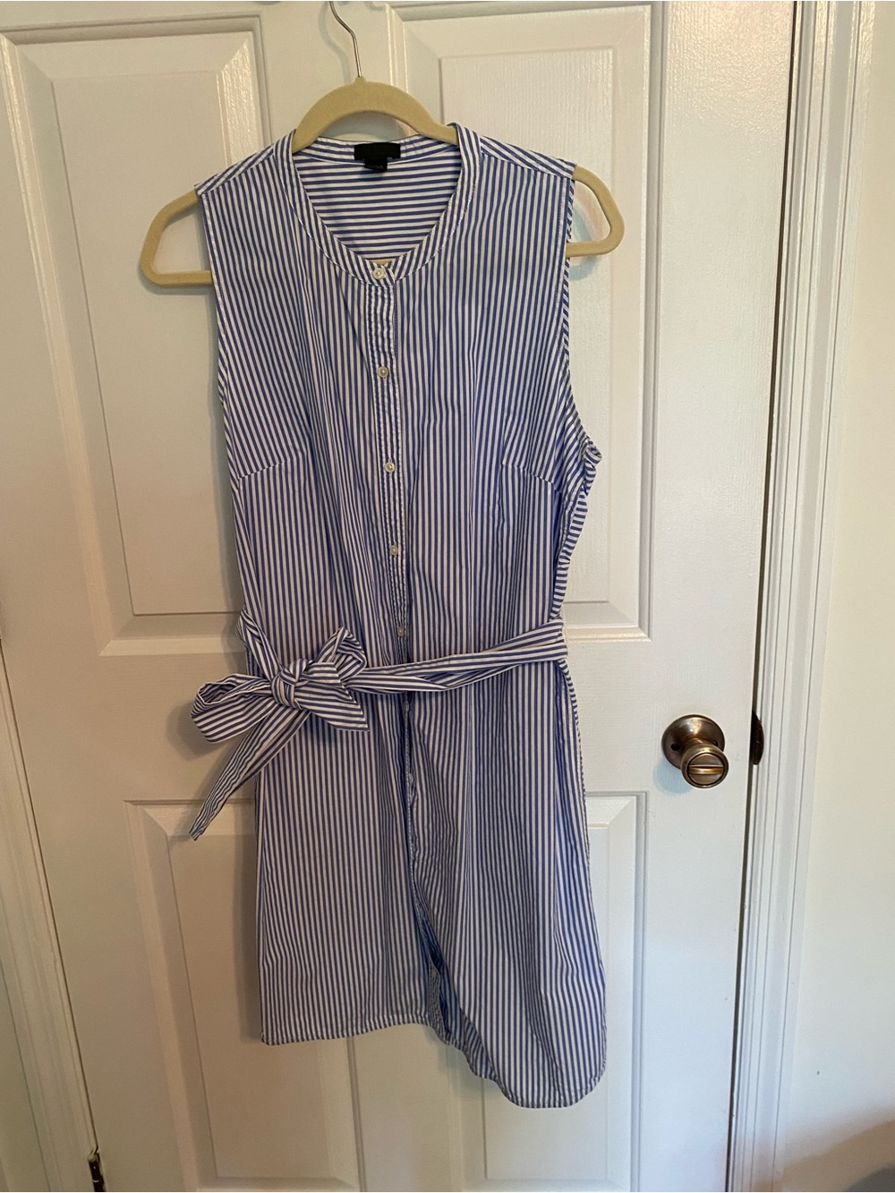J. Crew Women’s Shirt Dress Cotton Belted Blue/ White Striped